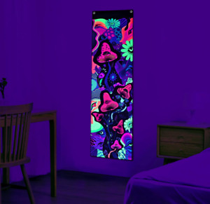 Blacklight Mushroom UV Reactive Vertical Tapestry Eyes Tapestries Colorful Flowe