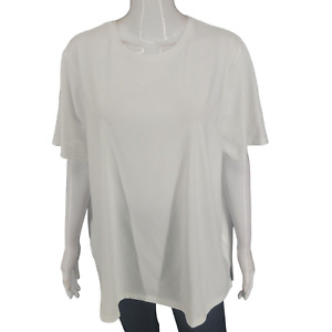 Lands End Supima Cotton Top 3X Plus Size White Casual Flowy Summer Tee Shirt
