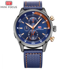 Mini Focus Multifunction Day Sports Watch & Leather Strap Blue Gift