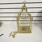 Vintage Brass Hanging Birdcage Hearts Plant Stand Decor Birdhouse 15” Steeples