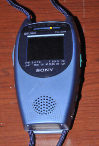 Vintage Sony Watchman FDL-221R Sports Blue Handheld Portable TV FM Radio