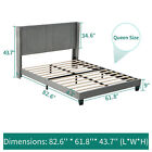 Full/Queen Bed Frame Platform Tufted Upholstered Headboard Mattress Foundation