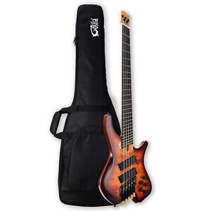 5 String Headless Electric Bass Guitar poplar body Carbon Fibre Maple neck