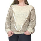 Vintage 70s Mohair Wool Knit Sweater Tan Beige Long Sleeve Womens Large Winter