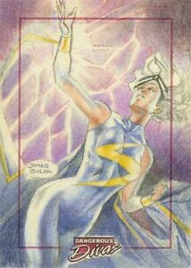 Marvel Dangerous Divas Sketch Card Storm by Jomar Bulda