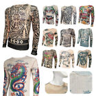 Tattoo Long Sleeve T-Shirt for Men Elastic Suitable Sport and Fitness Adjustable