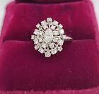 Vintage Frost 14kt White Gold Diamond Cluster Wedding Engagement Ring Size 6.5