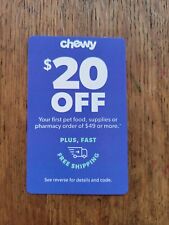 Chewy $20 off 1st Order of $49 or more Pet Food, Supplies, Pharmacy Dog Cat