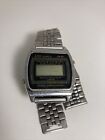 Untested Vintage 1980s Men's Digital LCD Quartz Wrist Watch Silver Tone