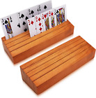 Card Deck Stand Set of 2, Playing Cards Holder for Kids Elder, Wood Holder Racks