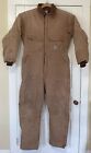 Carhartt Quilt-Lined Insulated Coveralls Men's Size 48 Tall Brown Duck Canvas