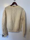 Vintage Lord & Taylor Cream White a Cable Knit 100 Percent Wool Pullover Sweater
