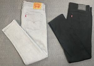 Levi 510 Lot of 2 Jeans Black & Gray 34x32 that both fit like 34x30
