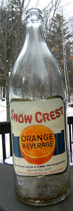 SNOW CREST ORANGE BEVERAGE, 1 Qt. soda bottle. Salem, Mass. 1930's-40