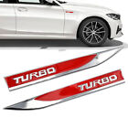 1 Pair Left+Right Red 3D Metal TURBO Logo Sport Emblem Badge Car Stickers Decals (For: More than one vehicle)