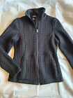 Spyder Sweater Women's Small Black Cable Knit Fitted Jacket Spyder Logo Size S
