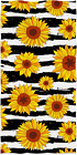 Sunflowers on Striped Black White Hand Towels Bath Towels 13.6 * 29' Soft Absorb