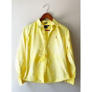 Ralph Lauren Oxford Buttoned Down Collared Shirt Tie Dye Yellow Slim Fit Size 12