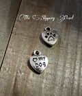10 Paw Print Charms Word Pendants Heart Tags I LOVE MY DOG Pet Lover