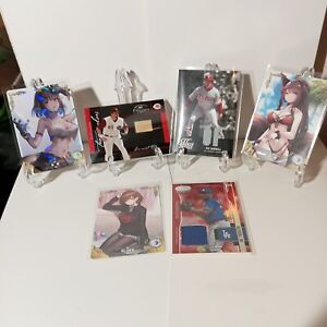 LOT OF 3 NUMBERED BASEBALL RELIC/JERSEY CARDS + 3 GODDESS STORY HOLO CARDS