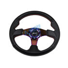JDM 6 Hole Bolt 320mm Carbon Look Racing Steering Wheel W/ Spoon & Horn Button (For: CRX)