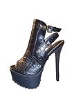 Black Faux Snake Skin stiletto high heels for women