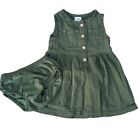 Carter's Baby Girl Olive Green Sleeveless Dress Set with Bloomers 9 months