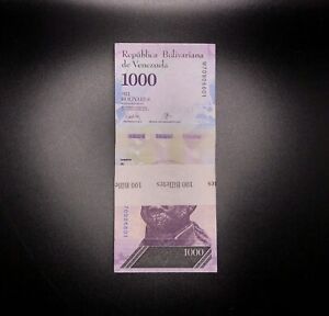 Venezuela 1000 Bolivares Fuertes, New UNC Bundle (100 PCS)