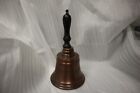 Vintage Bronze Captains Bell Wood Handle Engraved Ship Bell