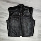 New Handmade Black Crocodile ,Alligator Printed SheepSkin Leather Vest Jacket