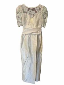 VINTAGE Alfred Angelo Dream Maker Silk Ivory Column Wedding Dress Size S