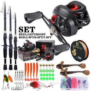 Fishing Rod and Reel Complete Full Kit - Telescopic Ultralight Rod w/ lures