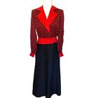 80s Red Polka Dot Umi Collections Anne Crimmins Blouse & Black Maxi Skirt Sz 8