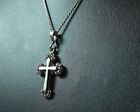 Sterling silver small cross necklace for Women Or Men Oxidized cross pendant