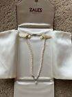 Zales Pearl Necklace W. Gold White Sapphires ￼