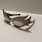 RARE Vtg 1950s AB Rhinestone Cateye Eye Glass Sunglasses Frames France