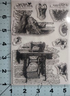 vintage sewing machine clear stamps texture card clay FAST Free Ship