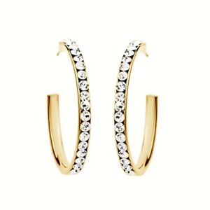 Large Hoop Earrings Round Simulated  14K Yellow Gold Plated Silver For Womens