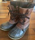 LL Bean Duck Rubber Snow Boots Brown Leather Women's 9M Removable Liner #299622