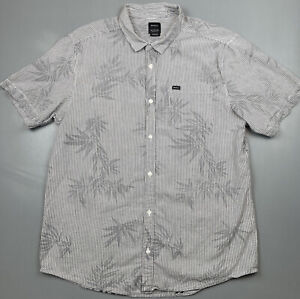 RVCA Shirt Mens 2XL Short Sleeve Button Up Stripe Pocket Hawaiian Floral Pencil