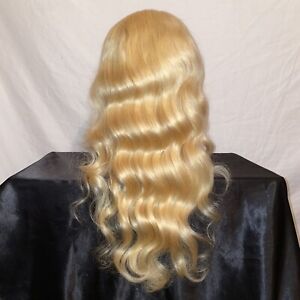New 26” 100% Indian Human Hair 13x4 Lace Front Blonde / 613 Body Wave Wig