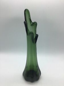 Green Vase Five Finger Hand Blown Vase (11 Inches Tall X 3 Inches At Base)