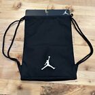 NWT Nike Air Jordan Solid Black with White Printed Jumpman Drawstring Bag MJ