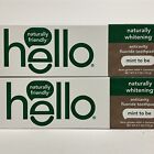 LOT (2) HELLO NATURALLY WHITENING FLUORIDE TOOTHPASTE MINT COCONUT OIL 8/2024