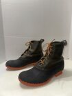 Mens LL Bean Green/black/orange Leather Waterproof Unlined Duck Boots Size 9 W