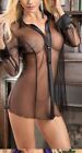 Sexy Women Sheer Mesh See Through Blouse Long Sleeve Clubwear Lingerie US Seller