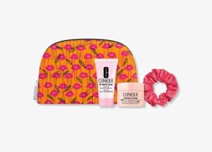 Clinique Skincare Makeup 4 Pcs Deluxe Samples Gift Set Yellow Kiss Bag