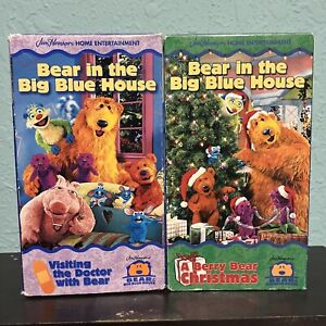 Bear In The Big Blue House VHS Lot (2) Berry Bear Christmas & Visit The Doctor
