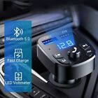Bluetooth 5.0 Wireless Car FM Transmitter Adapter 2USB PD Charger Aux Hands-Free