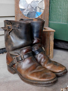 VTG 1950s WEARMASTER SEARS Engineering Motorcycle Tanned Hide Leather Boots 9.5D